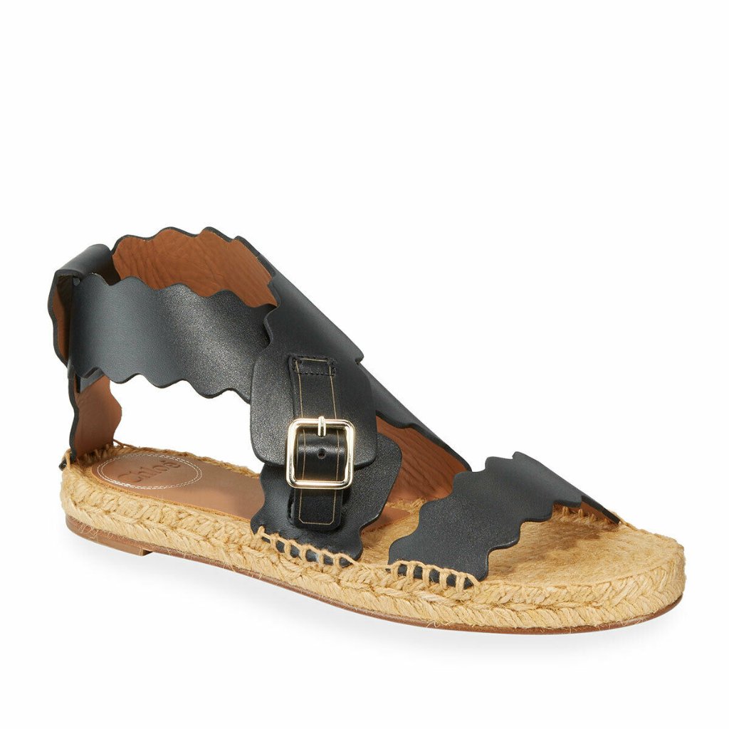 Chloe Lauren Scalloped Strap Espadrille Sandals 36